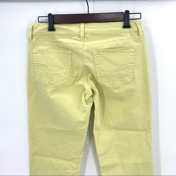 NWT American Eagle Stretch Skinny Jeans Lime Bright yellow green colorful size 4 - Picture 3 of 8